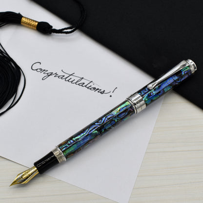 Maestro Sea Shell FP-EF Fountain pen with a graduation and a note that reads "Congratulations!"