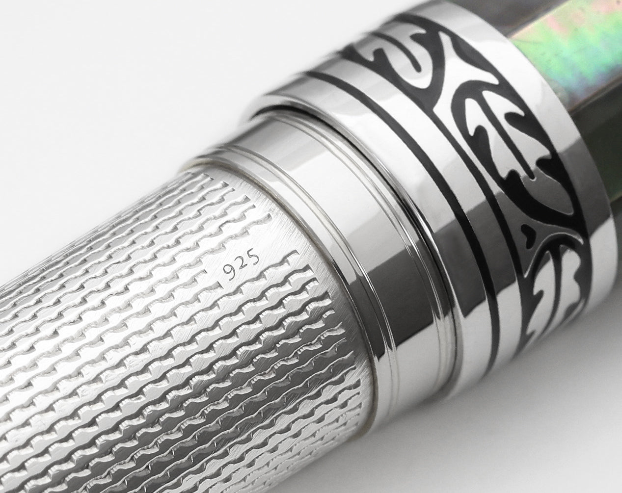 Xezo Maestro® 925 Sterling Silver Ballpoint Pen - Black Mother of Pearl Cap