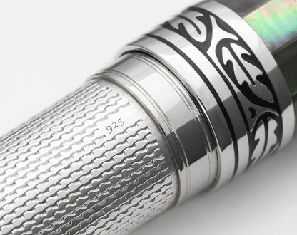 Xezo Maestro® 925 Sterling Silver Ballpoint Pen - Black Mother of Pearl Cap