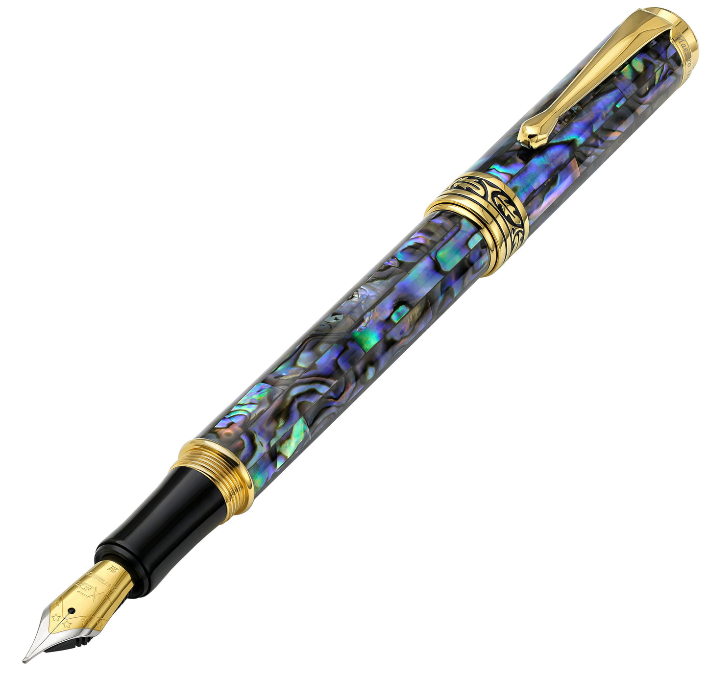 Maestro® Paua Abalone Sea Shell Fountain Pen (Medium Nib) - 18K Gold Plated