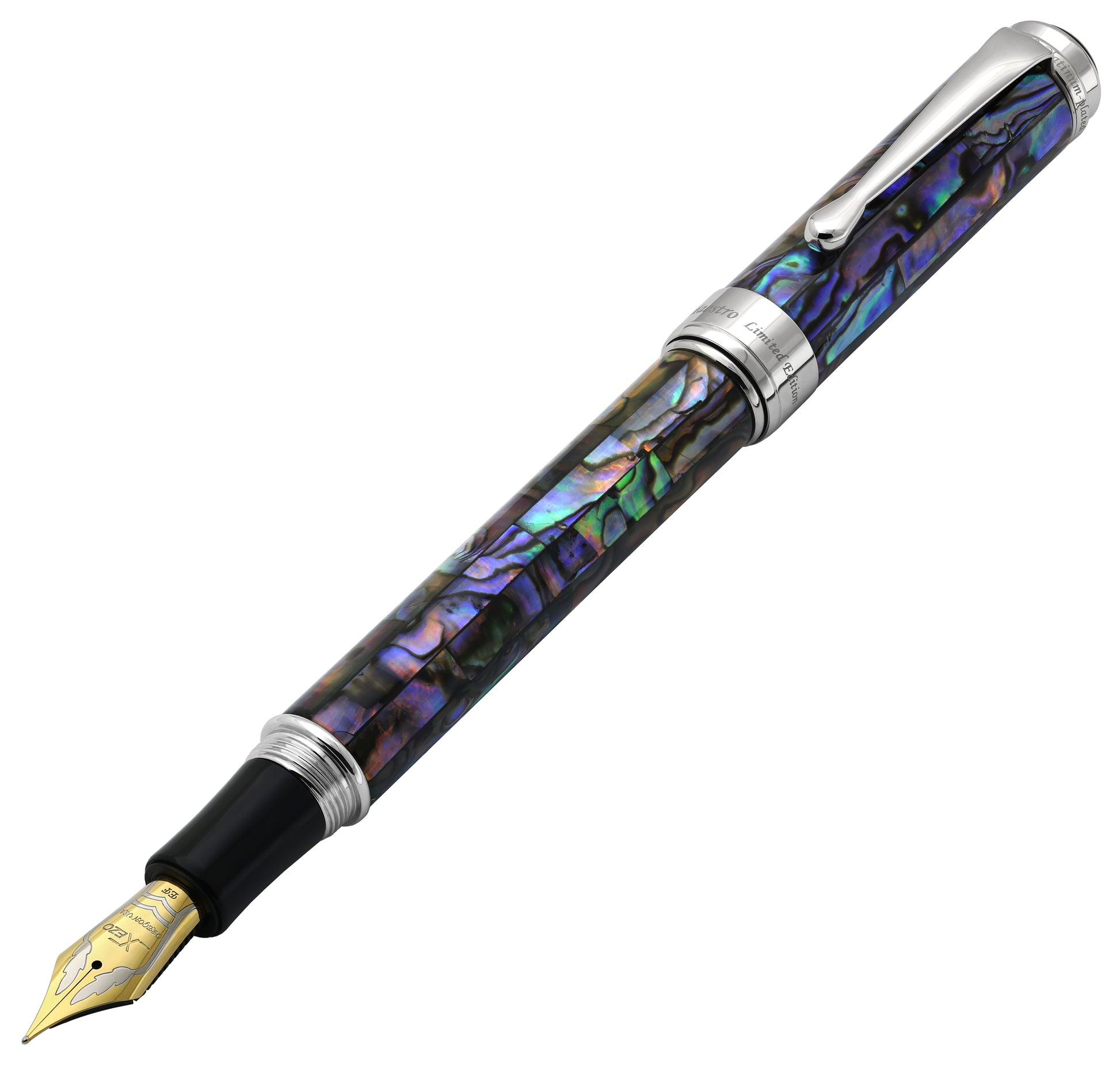 Xezo - Angled 3D view of the front of the Maestro Sea Shell FP-EF Fountain pen