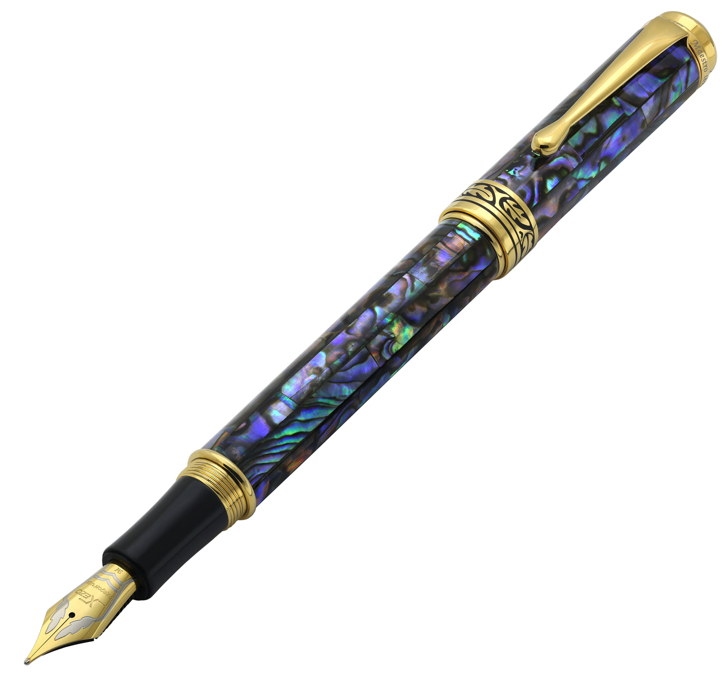 Xezo - Angled 3D view of the front of the Maestro Sea Shell FPG-FM2 Fountain pen