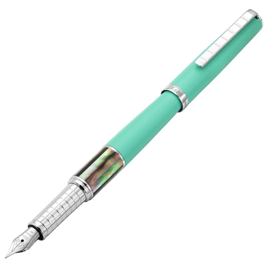 Xezo - Angled 3D view of the front of the Speed Master Aqua Green EF-BC Fountain pen