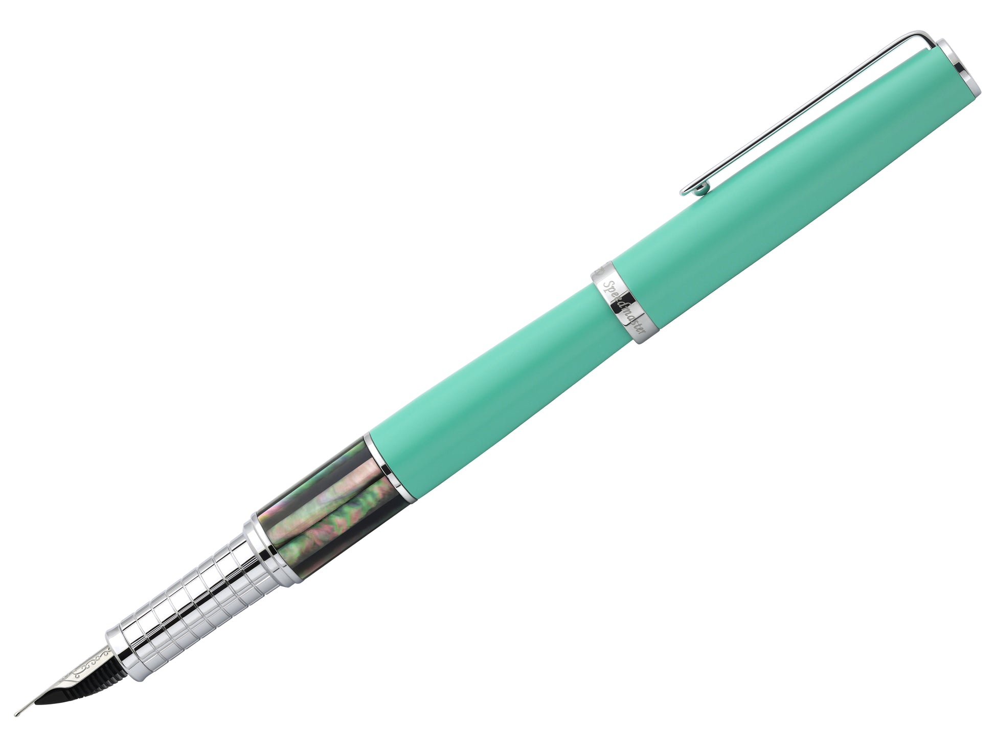 Xezo - Side view of the Speed Master Aqua Green FM-BC Fountain pen