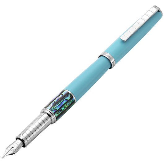 Xezo - Angled 3D view of the front of the Speed Master Sky Blue FM-AC Fountain pen