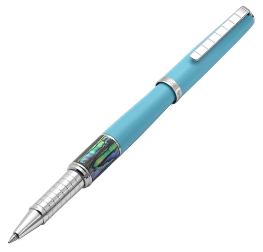 Xezo - Angled 3D view of the front of the Speed Master Sky Blue R-AC Rollerball pen