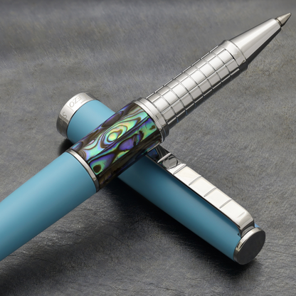 Close up of Speed Master Sky Blue R-AC Rollerball pen