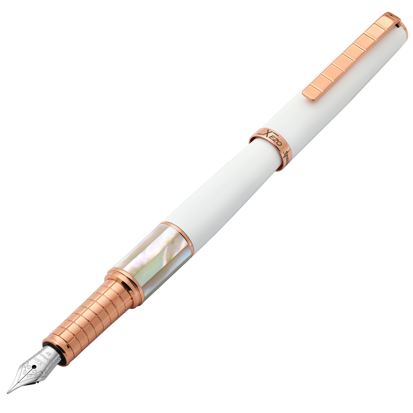 Xezo - Angled 3D view of the front of the Speed Master White EF-WRG Fountain pen