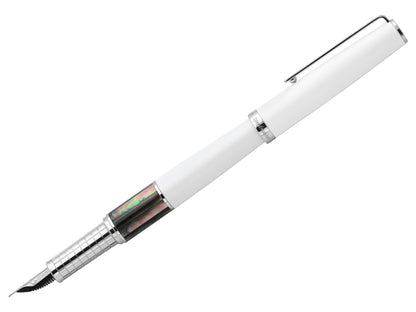 Xezo Speed Master - Penna a sfera a punta fine, colore: nero opaco con madreperla bianca, cromata, corpo in ottone leggero. Ogni pezzo unico Xezo Speed Master - Penna a sfera a punta fine, colore: nero opaco con madreperla bianca, cromata, corpo in ottone leggero. Ogni pezzo unico