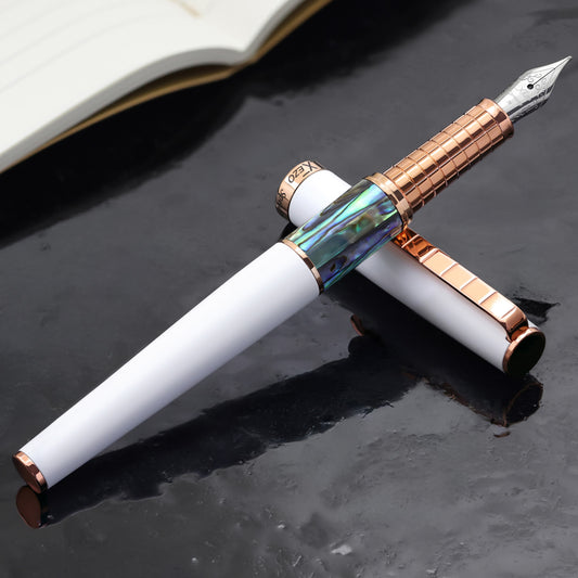 Speed Master White FM-ARG Fountain pen with a book