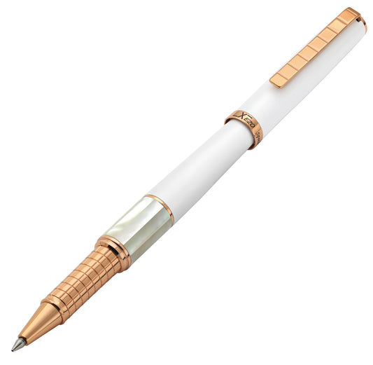 Xezo - Angled 3D view of the front of the Speed Master White R-WRG Rollerball pen