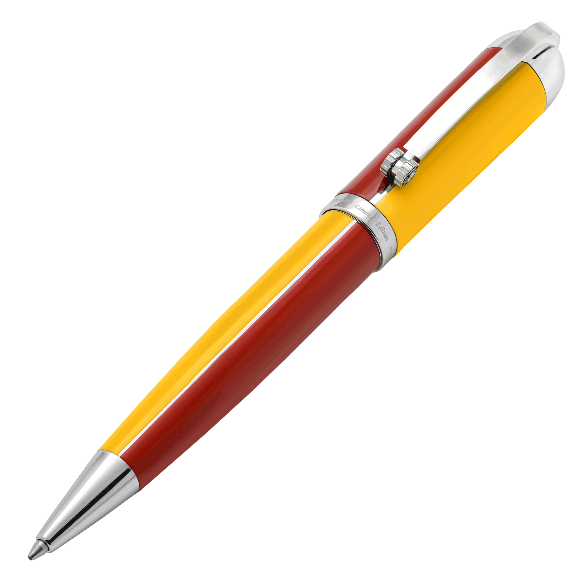 Xezo - Angled 3D view of the front of the Visionary Aspen/Red B Ballpoint pen