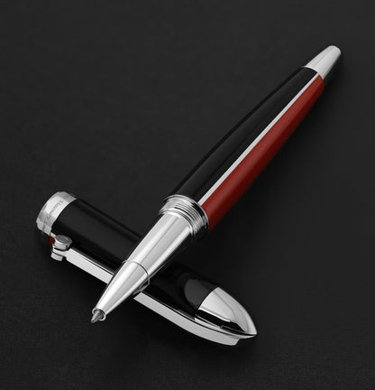 Xezo - Visionary Red/Black R Rollerball pen resting on its cap