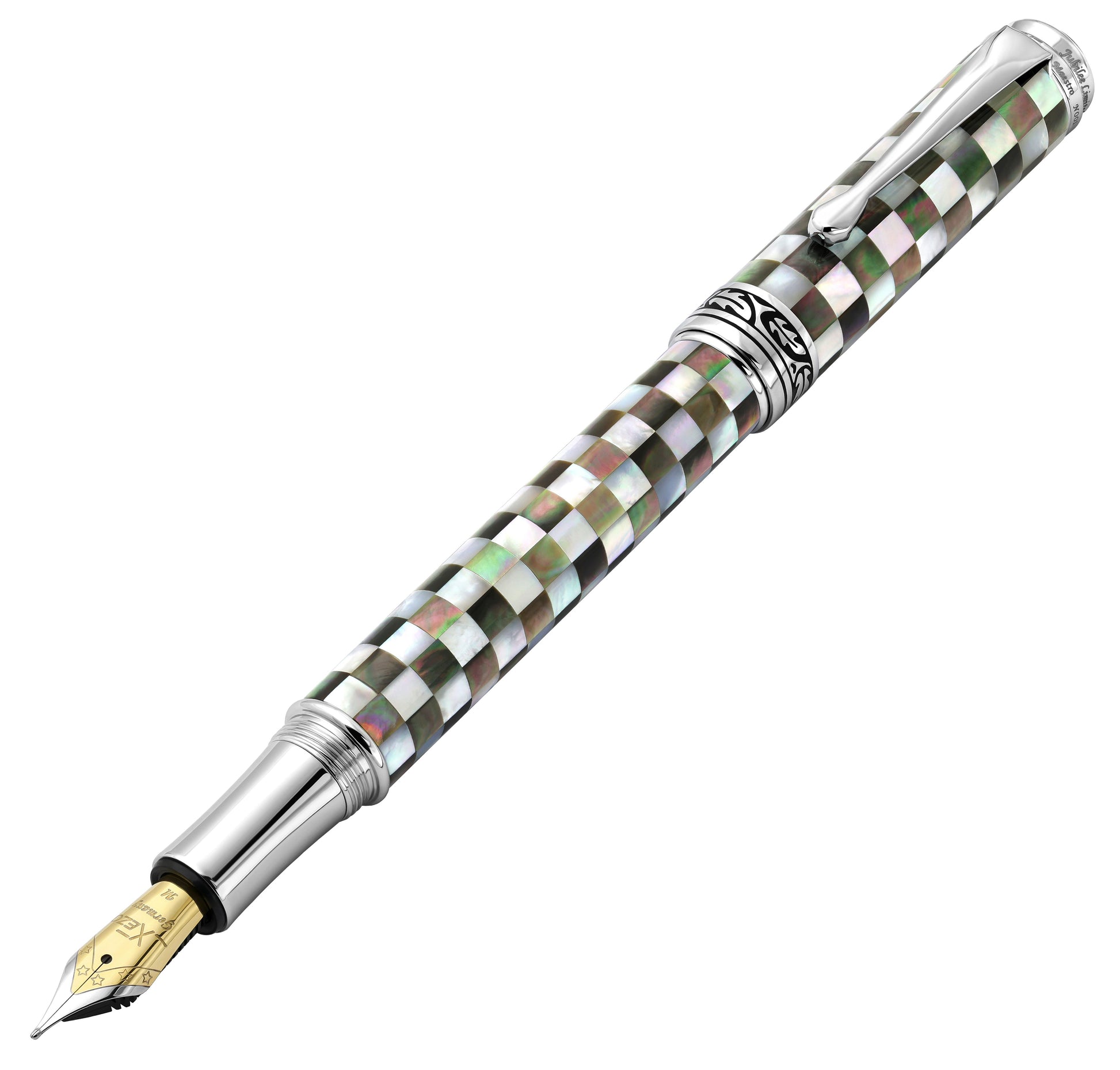 Maestro Jubilee Classic Of The Ocean Medium Fountain Pen uncapped at an angle