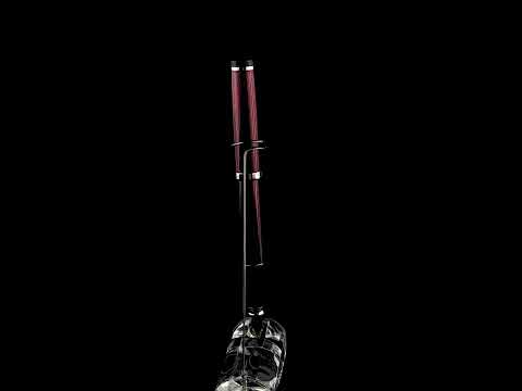 Xezo - A Incognito Burgundy FM Fountain pen standing on a turning pen stand