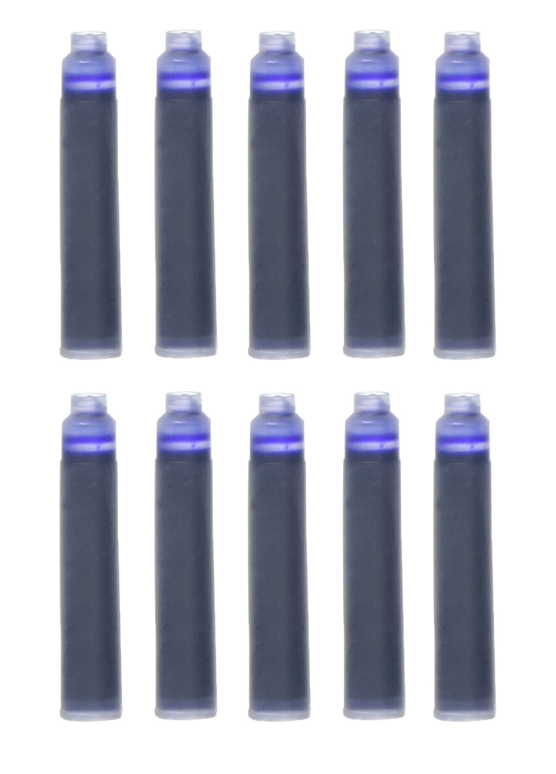 Xezo - Image of 10 ink cartridges of the Xezo International Standard Size Blue Ink Cartridges for Fountain Pens. 10 Per Pack. Blue Ink.