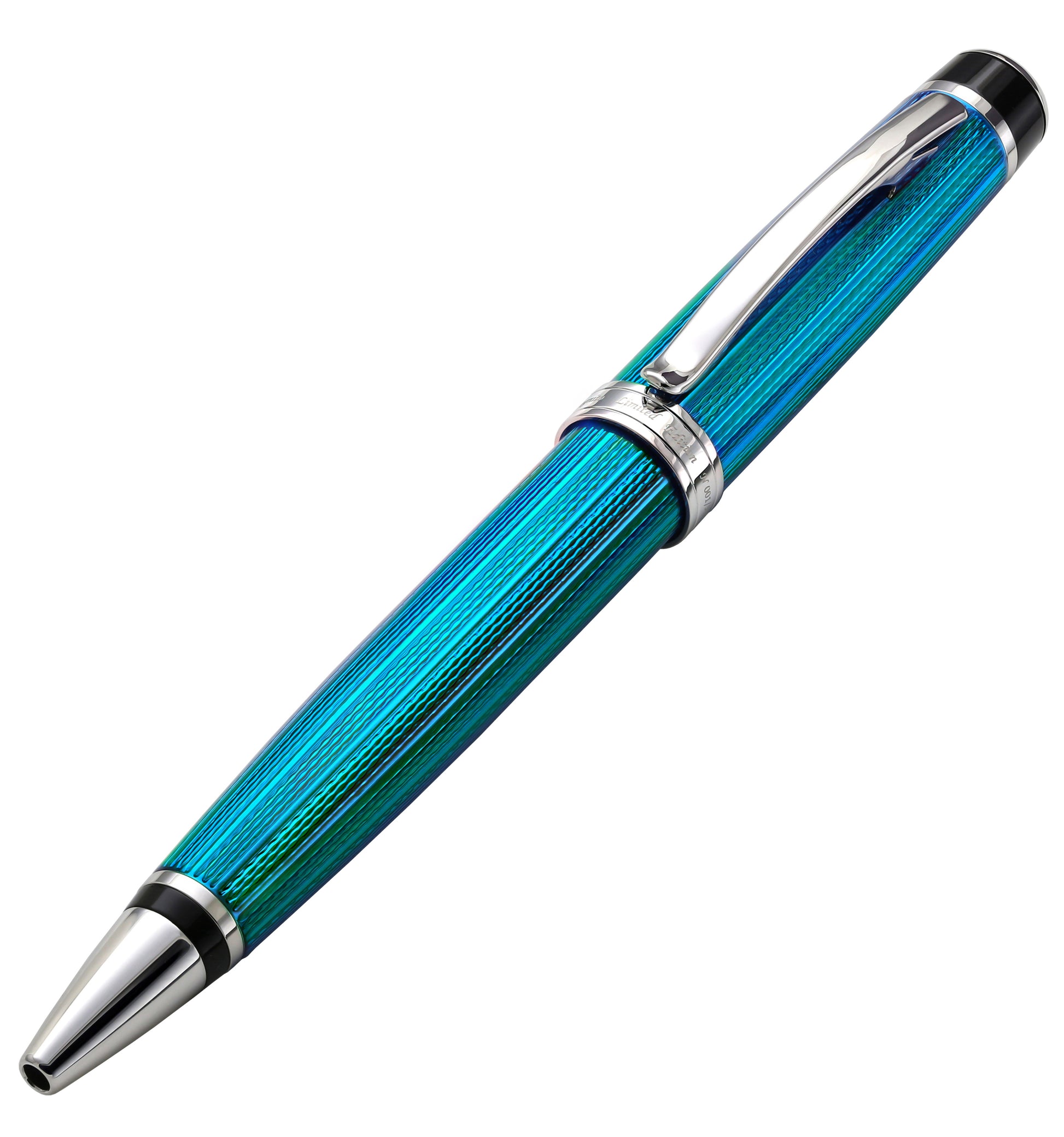 Xezo - Angled front view of the Incognito Blue B-1 ballpoint pen