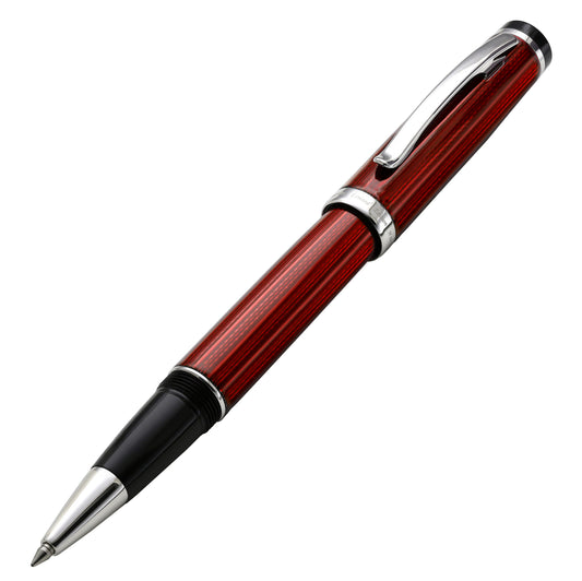 Xezo - Angled 3D view of the front of the Incognito Burgundy R-1 rollerball pen