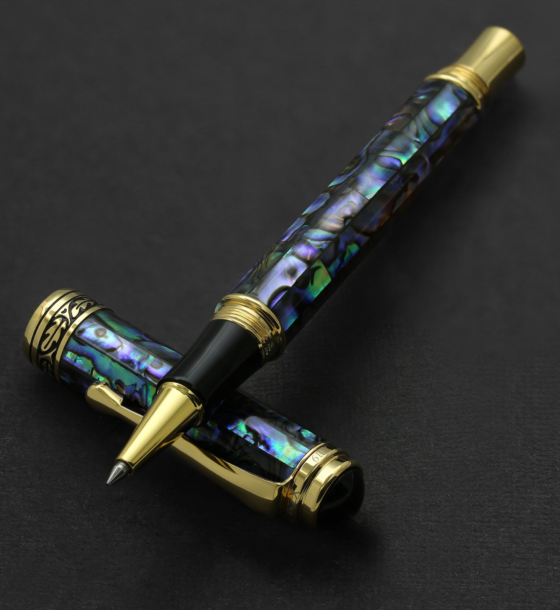 Maestro Sea Shell RPG-1 rollerball pen resting on its cap