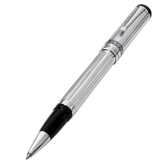 Xezo - Angled 3D view of the front of the Tribune Platinum R rollerball pen