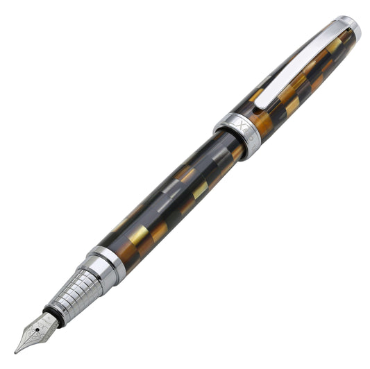 Xezo - Angled 3D view of the front of the Urbanite Brown FM fountain pen