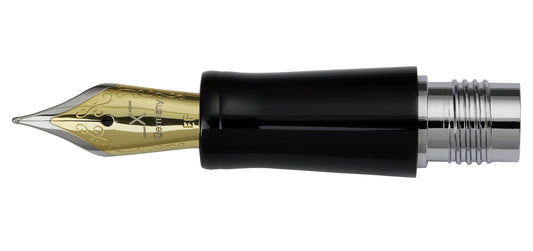 Xezo - Extra Fine Fountain Nib with gold-plated body, stainless steel tines and black section- Compatible with Freelancer, Incognito, Phantom, and Tribune fountain pen models