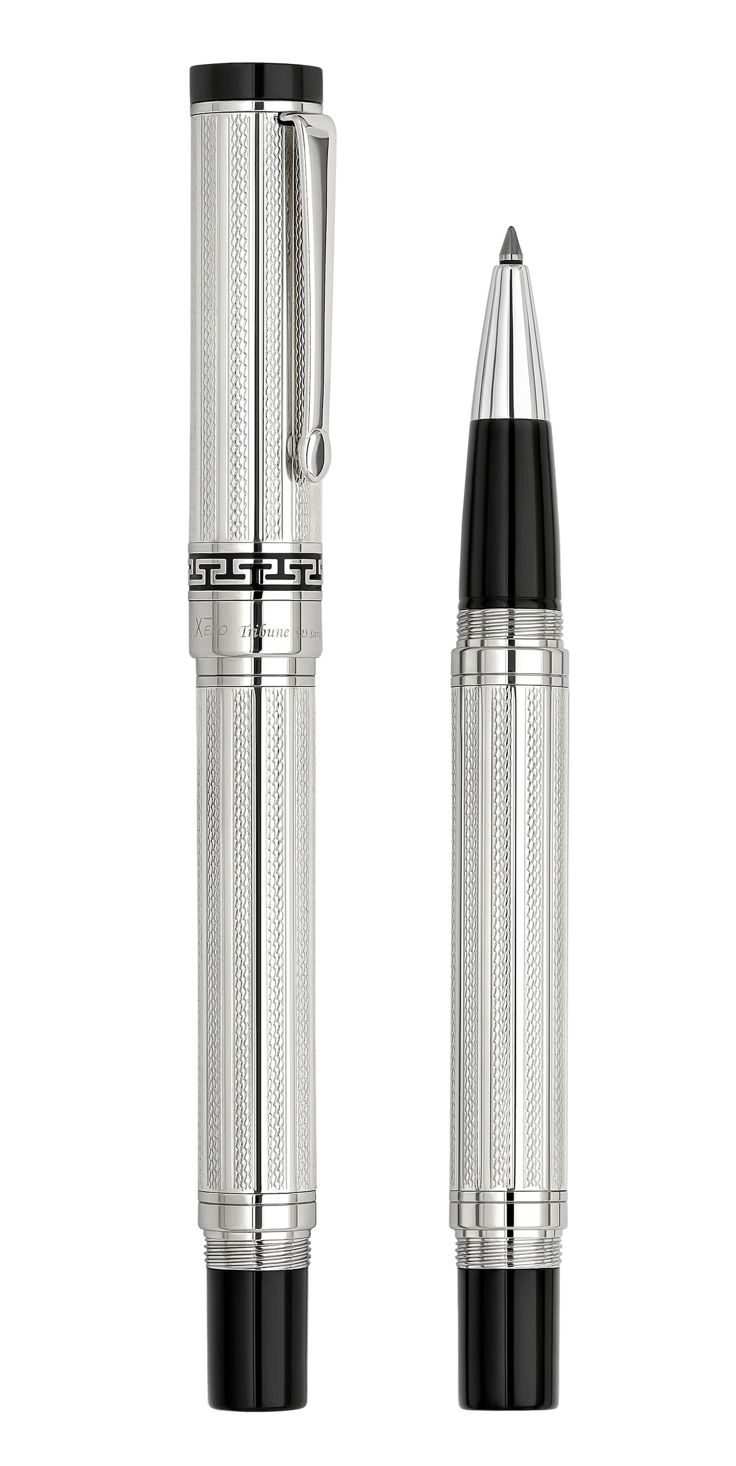 Xezo – comparison between capped and uncapped Tribune 925 Sterling Silver R rollerball pens