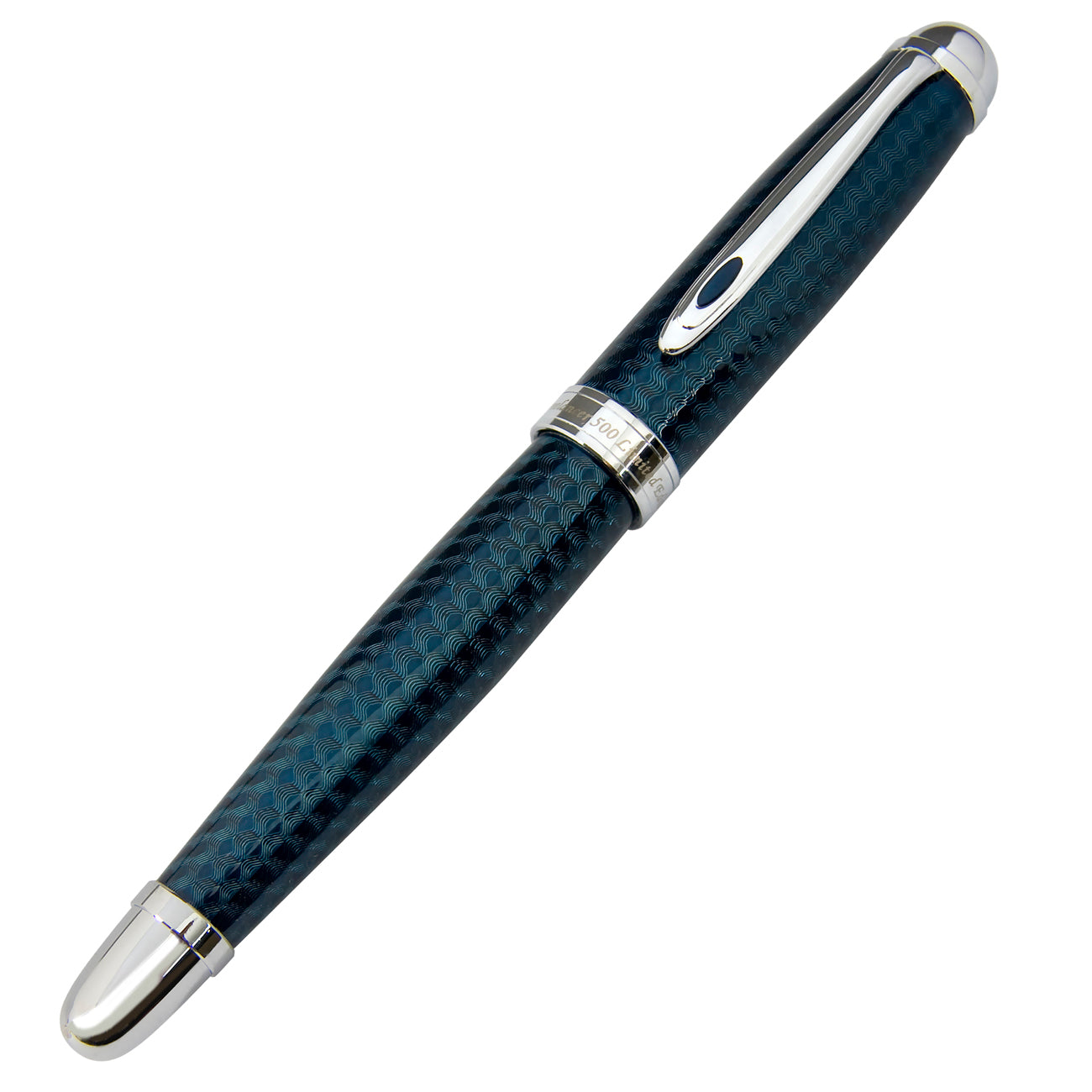 Xezo - Front angled view of the capped Freelancer Blue F fountain pen
