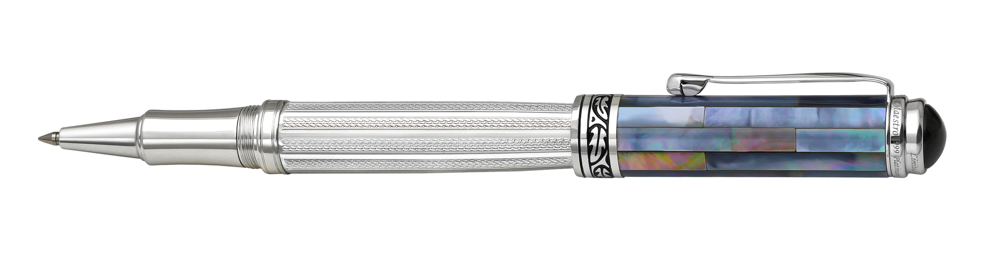 Xezo - Side view of the Maestro 925 BL MOP R rollerball pen