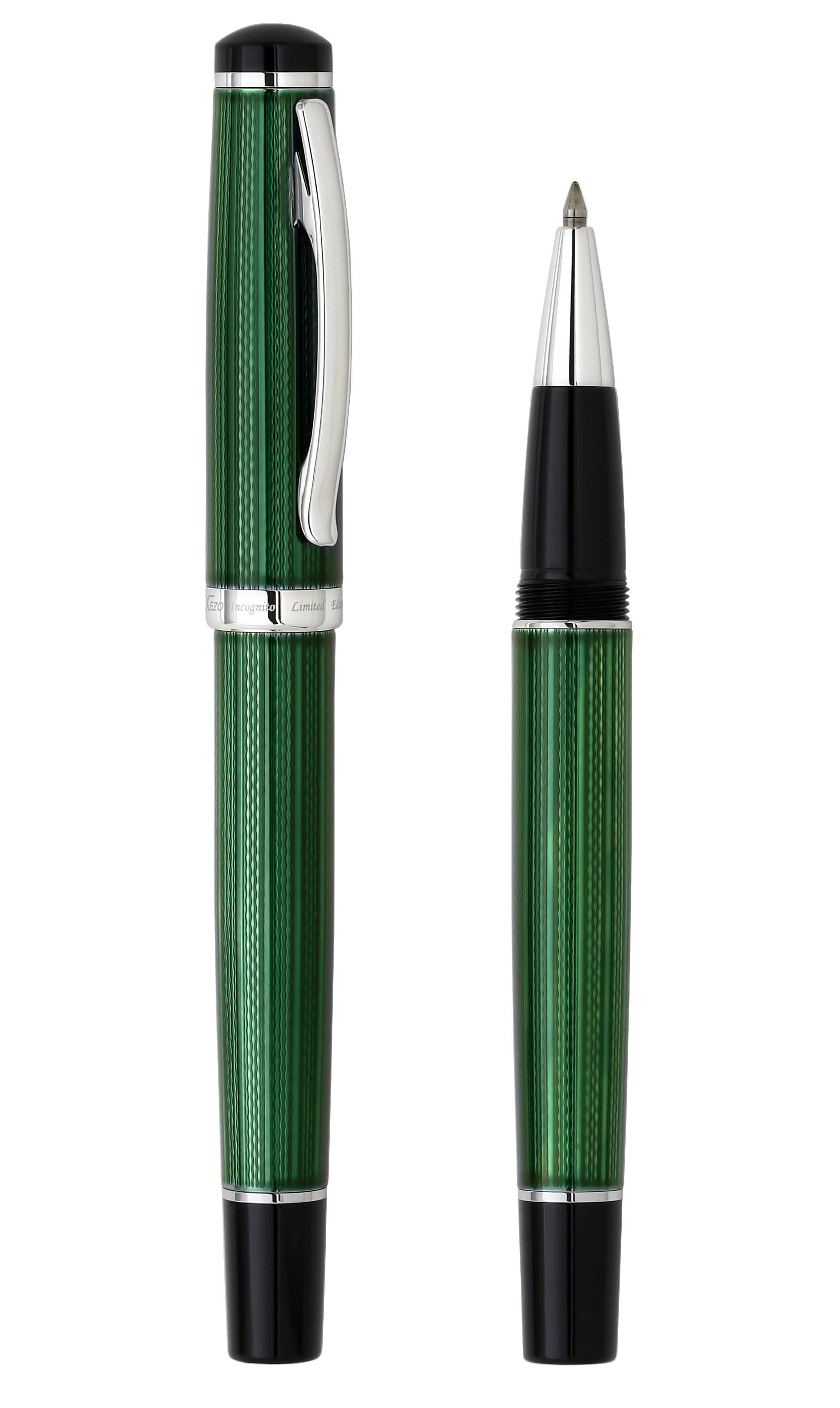 Incognito Diamond-Cut Lacquered Brass Rollerball Pen - Forest Green