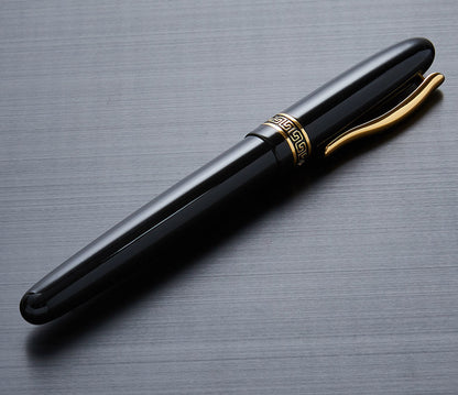 Xezo - Side view of a capped Phantom Classic Black F fountain pen