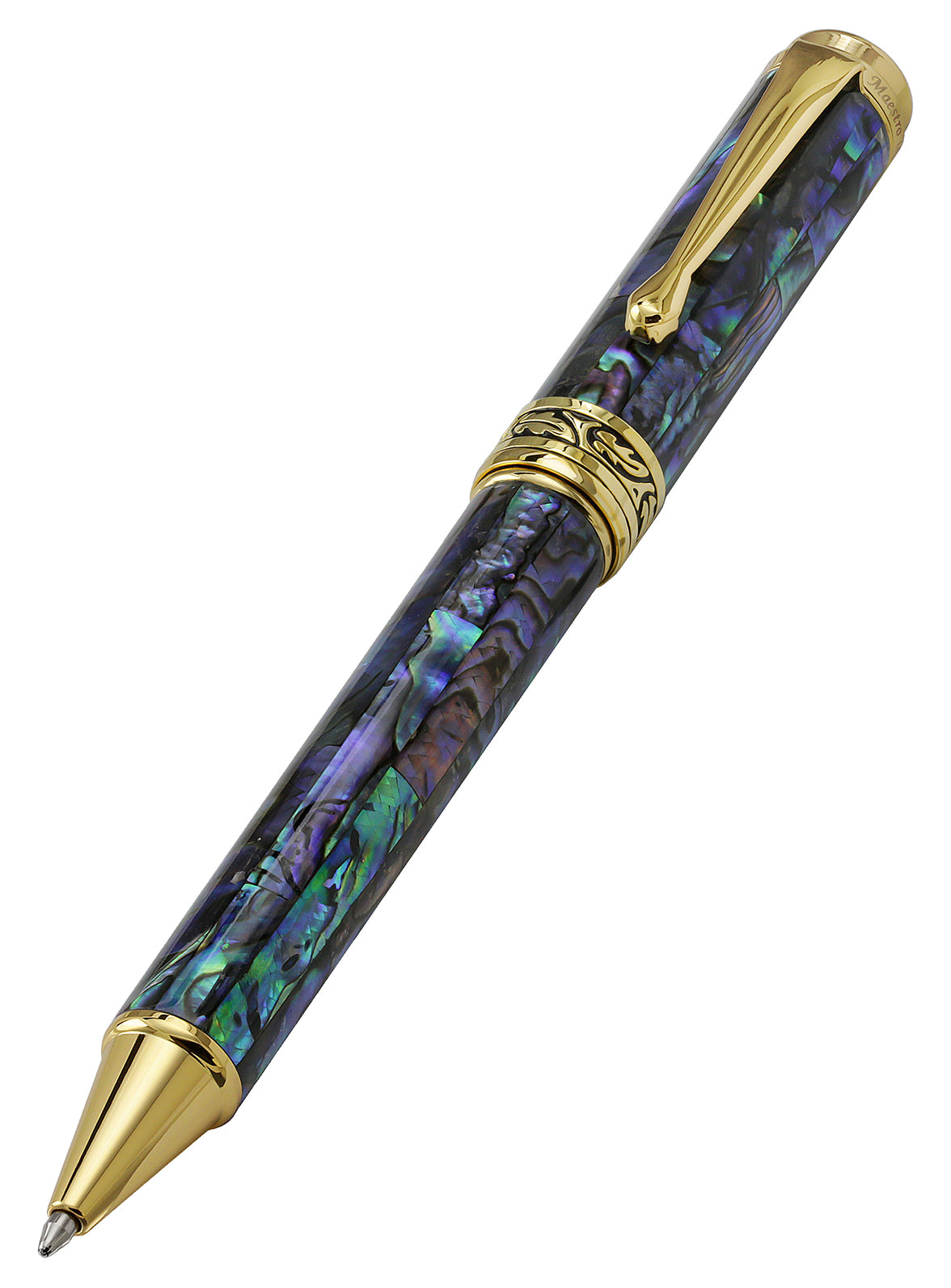 Xezo - Angled view of the front of the Maestro Sea Shell B ballpoint pen