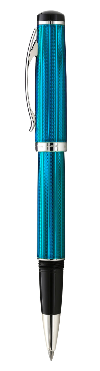 Xezo - Side view of the Incognito Blue R-1 rollerball pen