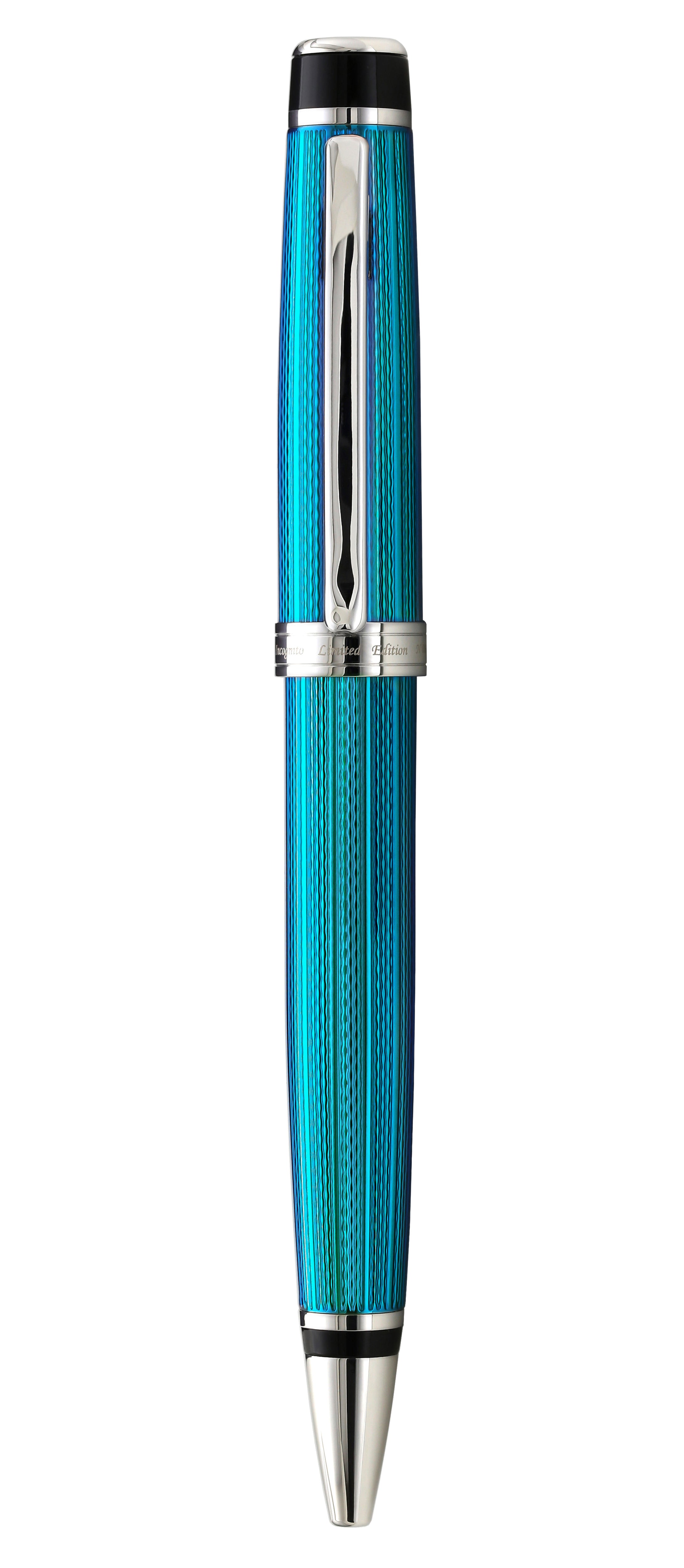 Incognito Diamond-Cut Lacquered Brass Ballpoint Pen - Deep Blue