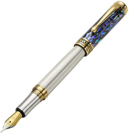 Xezo - Angled view of the front of the Maestro 925 Sea Shell F fountain pen
