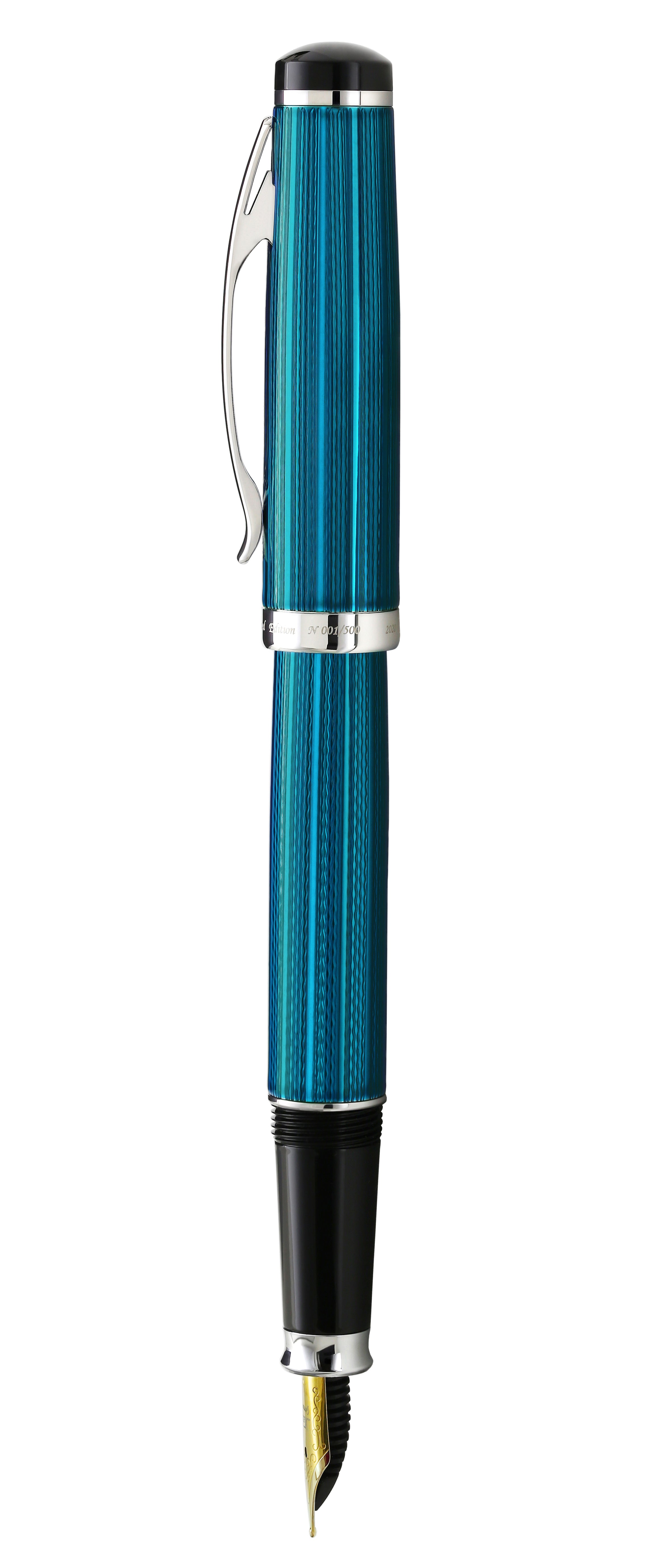 Incognito Diamond-Cut Lacquered Brass Fountain Pen (Medium Nib) - Deep Blue