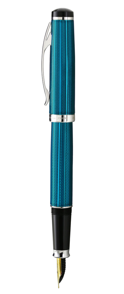 Xezo - Side view of the Incognito Blue FM fountain pen
