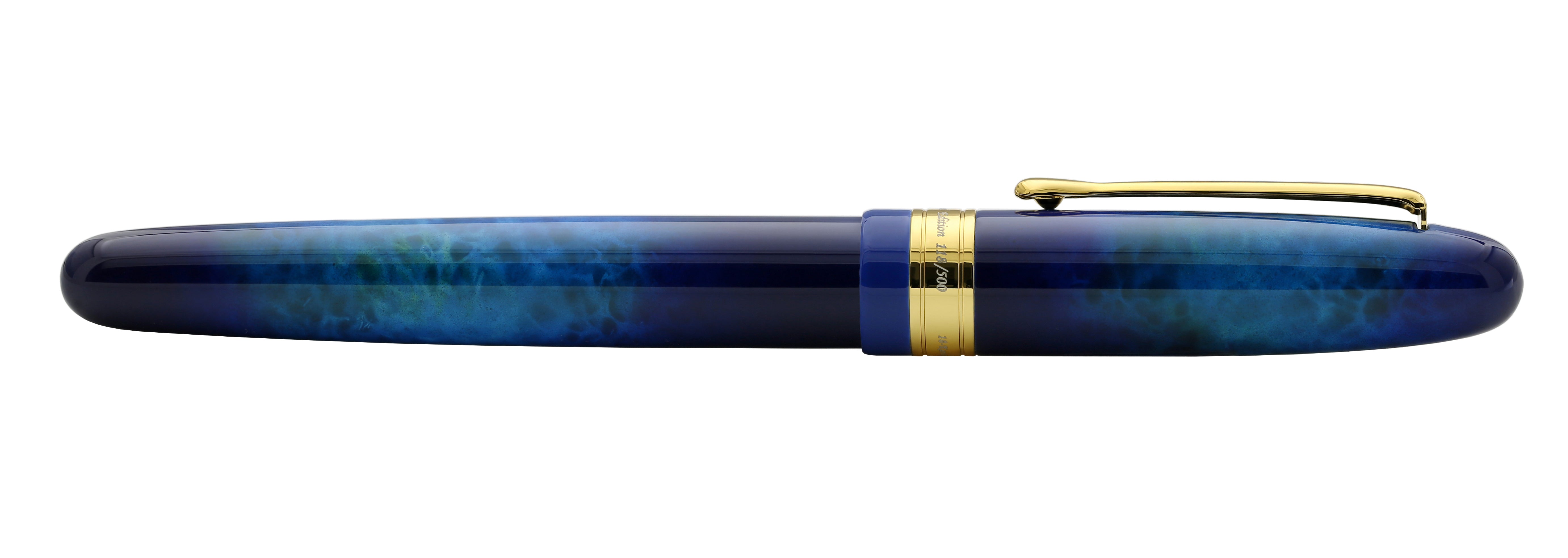 Xezo Phantom Stardust FM Serialized FINE Fountain Brass Pen. Hand-enameled. Screw-On Cap, top 18-Karat Gold Plated