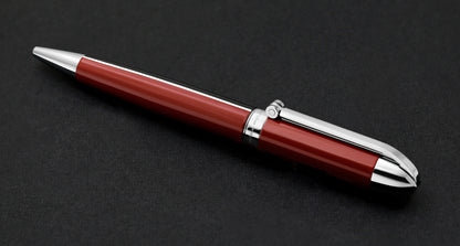 Xezo - Angled view of the side of the Visionary Red/Black B ballpoint pen in neutral-tip position