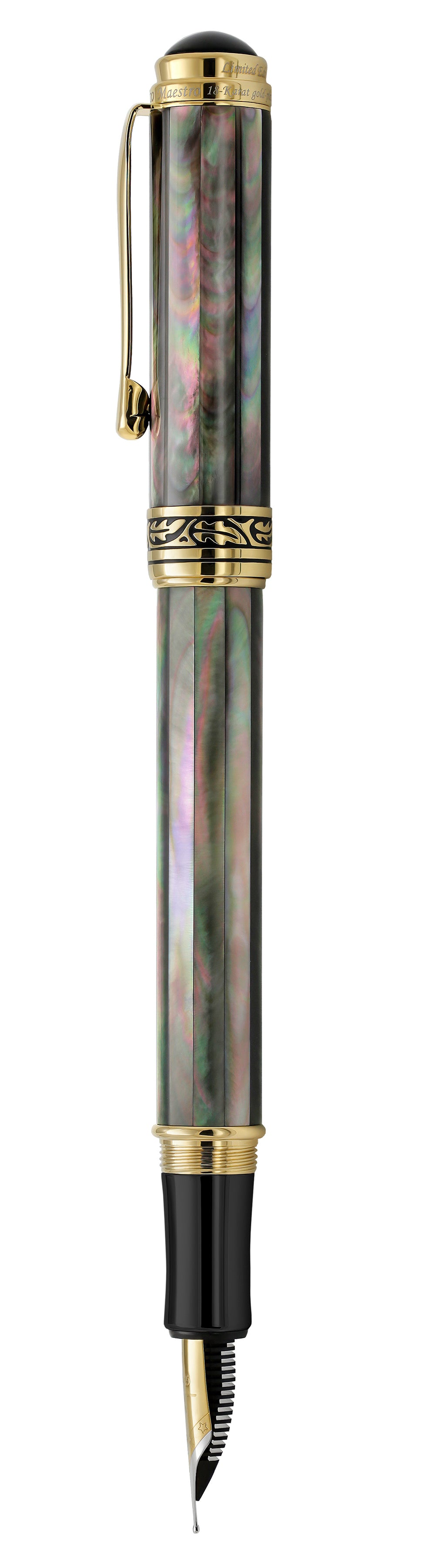 Maestro® 18K Gold Plated Fountain Pen (Medium Nib) - Tahitian Black Mother  of Pearl