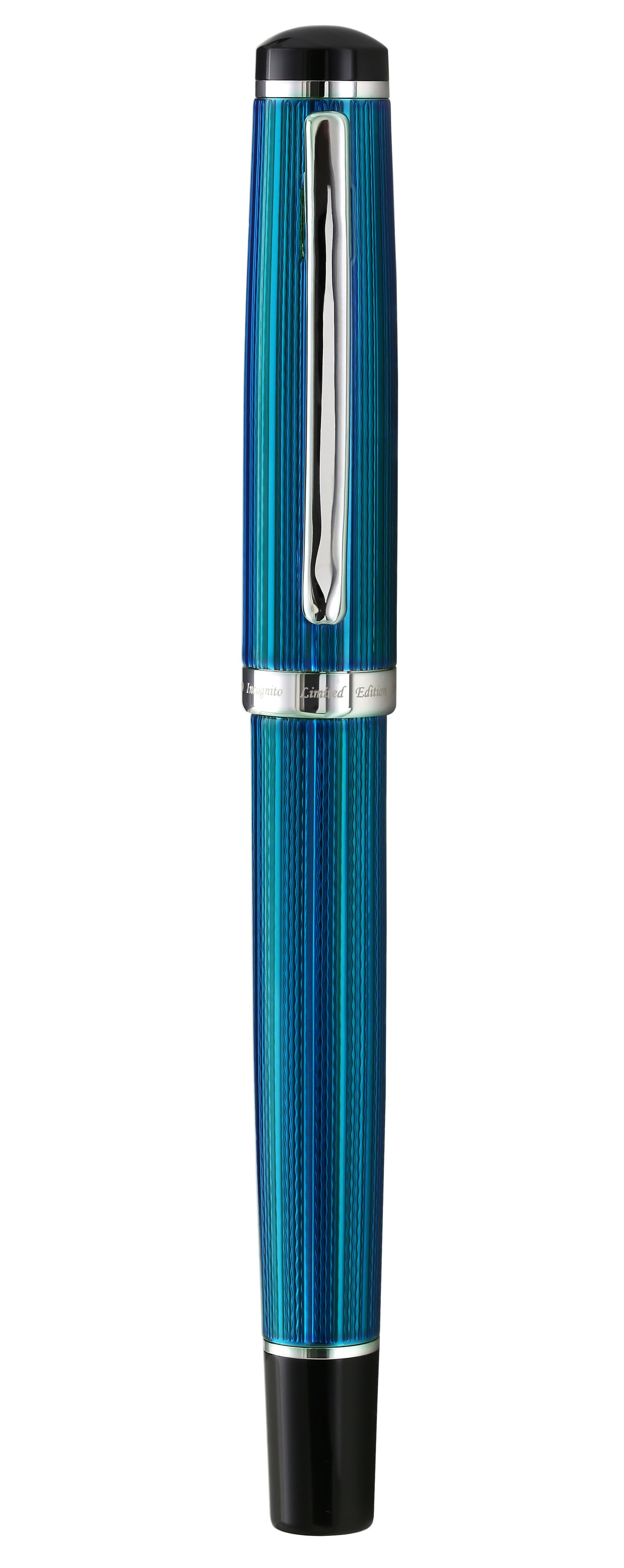 Xezo - Front view of the capped Incognito Blue FM fountain pen