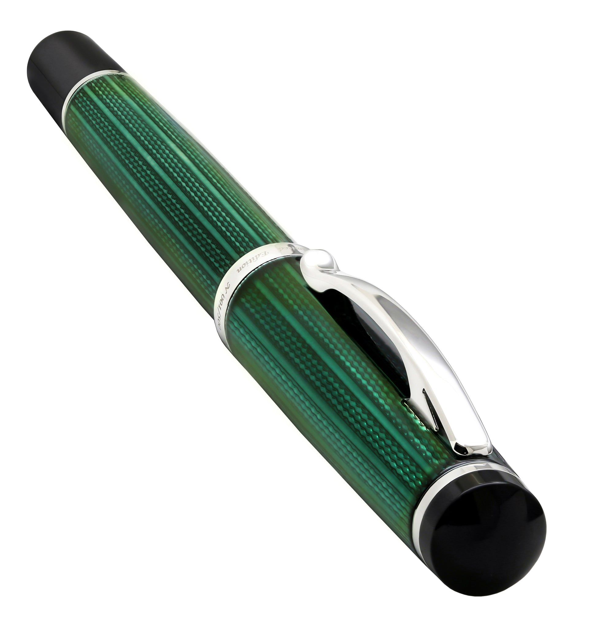Xezo - Angled 3D view of the capped Incognito Forest R rollerball pen