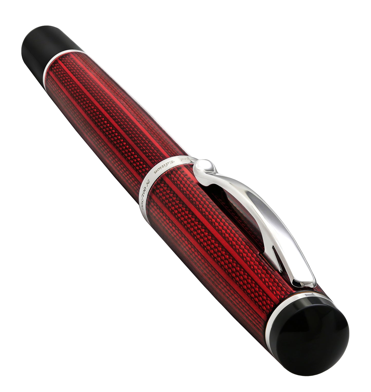 Xezo - Angled 3D view of the capped Incognito Burgundy F-1 fountain pen