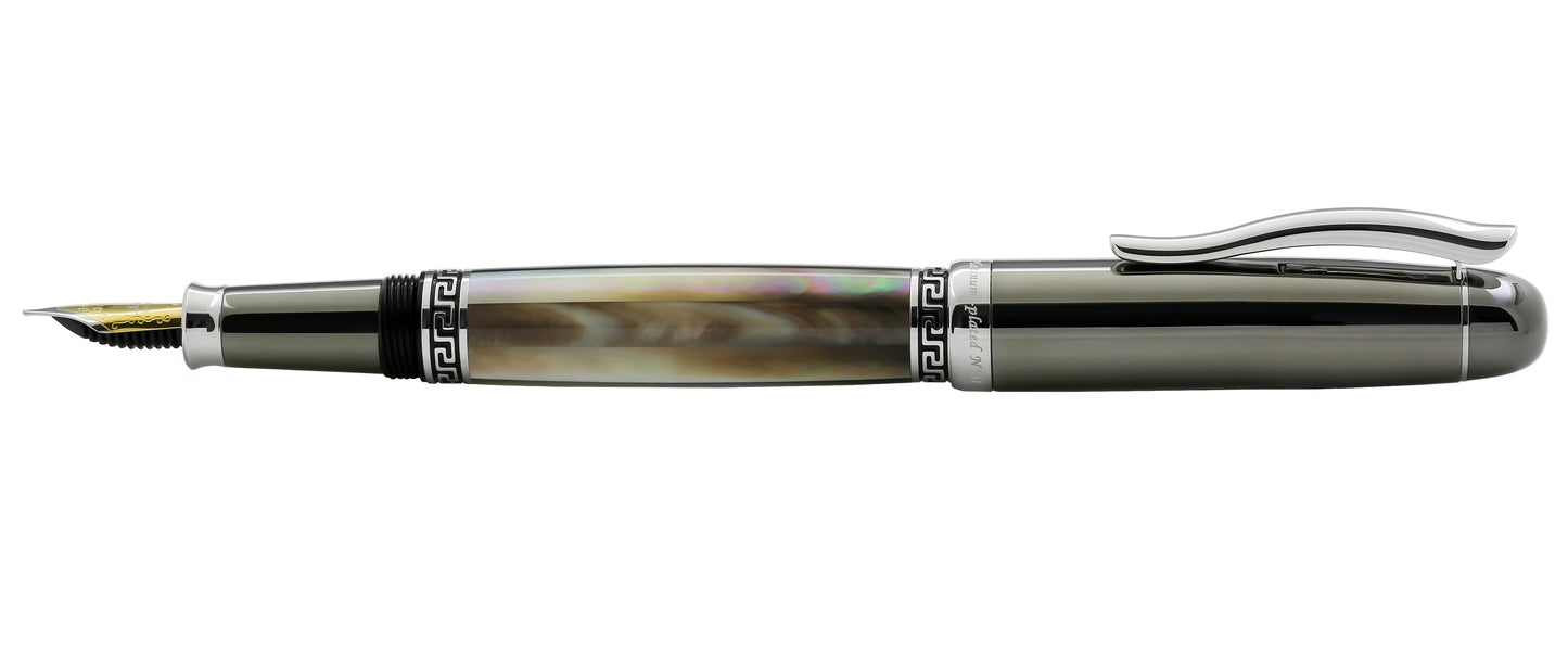 Xezo - Side view of the Maestro Black MOP Tungsten FPL-2 fountain pen