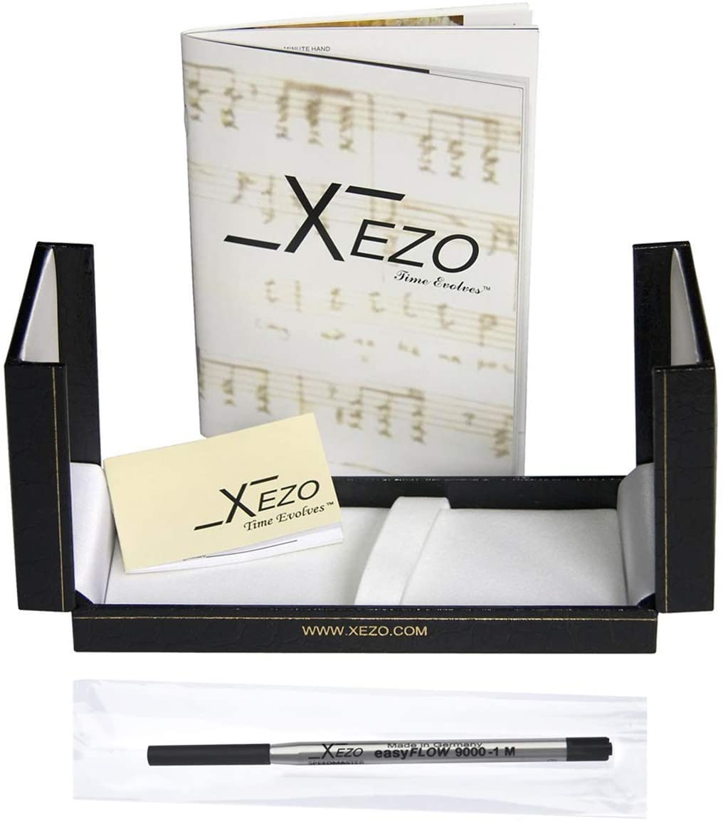 Xezo - Black gift box, certificate, manual, and ink cartridge of the Urbanite II Ocean B ballpoint pen