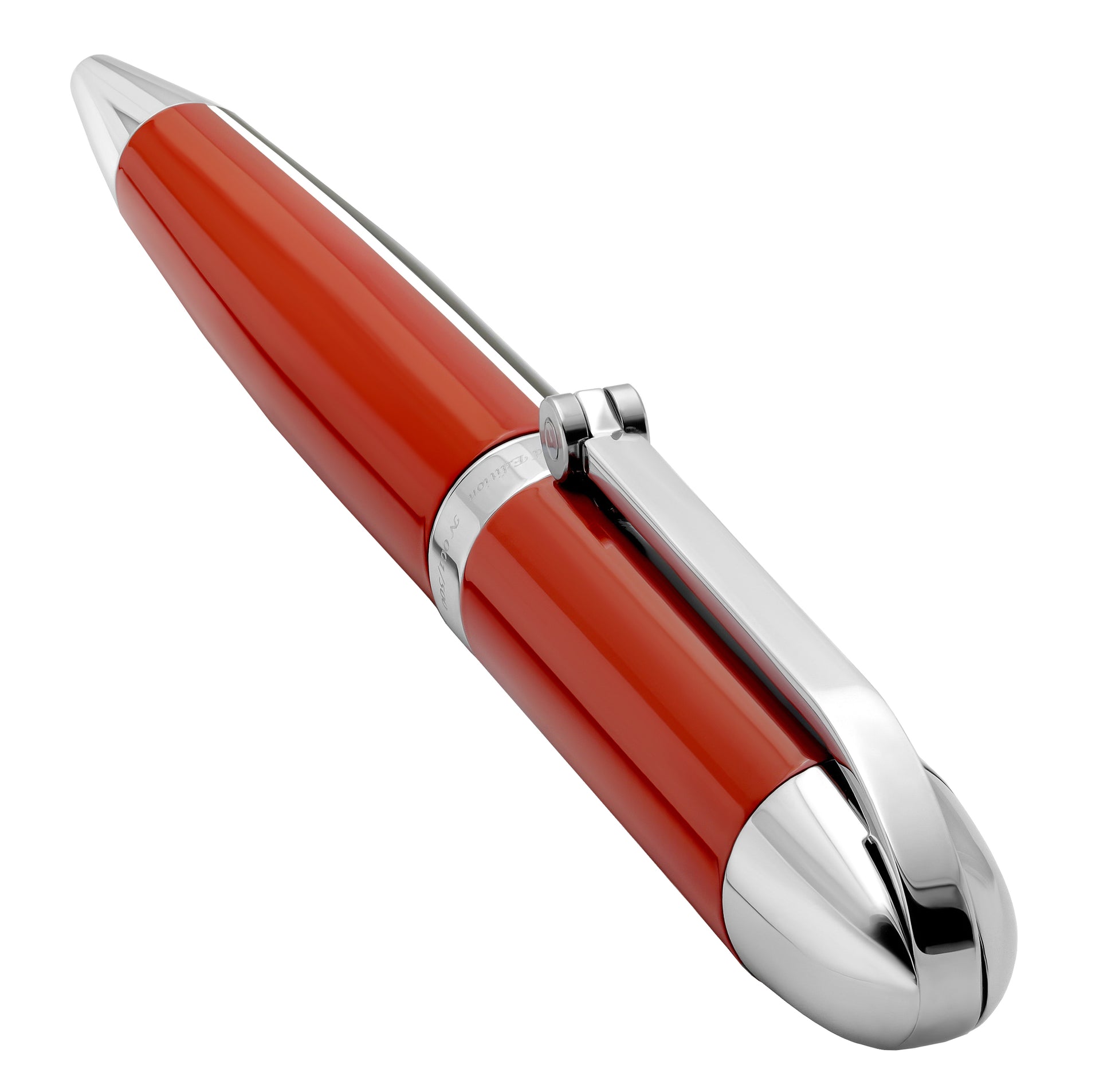 Xezo - Angled 3D view of the back of the Visionary Red/Black B ballpoint pen in neutral-tip position
