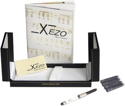 Xezo - Black gift box, certificate, manual, chrome-plated ink converter, and four ink cartridges of the Urbanite II Jazz F fountain pen