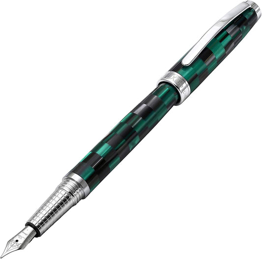 Xezo - Angled 3D view of the front of the Urbanite II Ocean F fountain pen