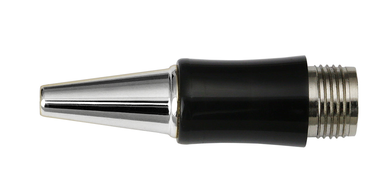 Xezo - Side view of the platinum-plated Rollerball Tip with black grip section - Compatible with Maestro rollerball pens (w/ exceptions)