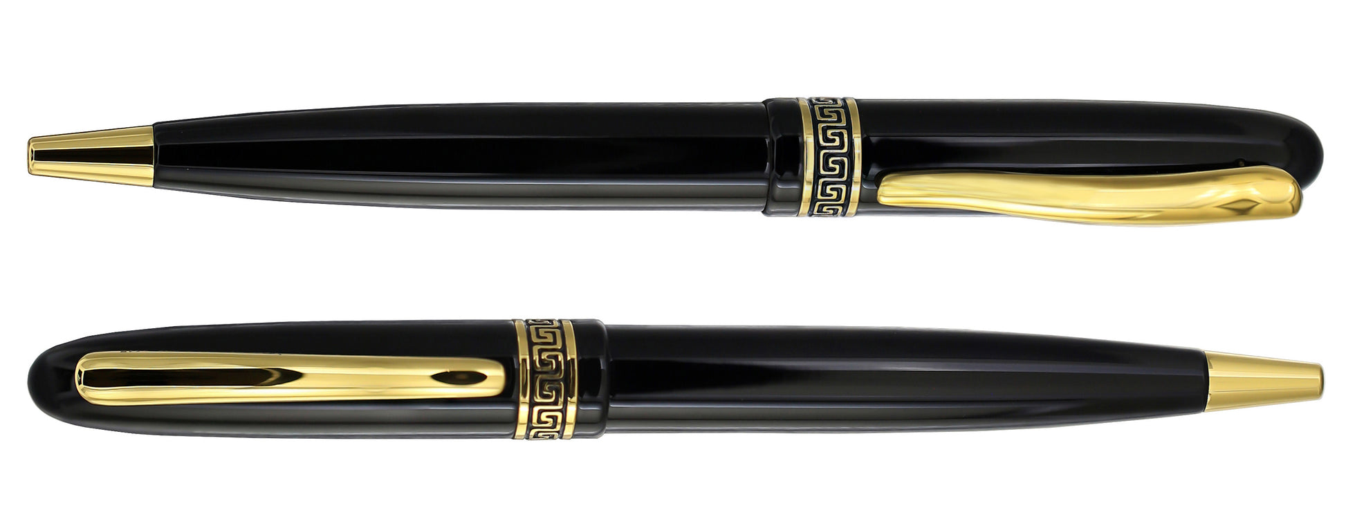 Xezo - Comparison between the front view and the 3/4 view of the Phantom Classic Black B ballpoint pens